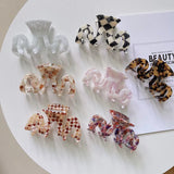 Leopard Plaid Acrylic Hair Claw Clips Retro Wave Hairpin for Women