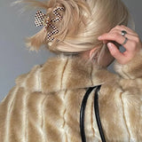 Leopard Plaid Acrylic Hair Claw Clips Retro Wave Hairpin for Women