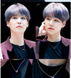 SUGA Min Yoongi Purple Heart Necklace with Rhinestone - Celebrity Accessories