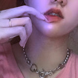 Kpop Punk Vintage Goth Heart Feather Pendant Choker Necklace