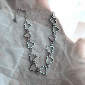 Kpop Punk Vintage Goth Heart Feather Pendant Choker Necklace