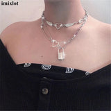 Kpop Punk Vintage Goth Heart Feather Pendant Choker Necklace