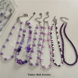 Kpop Y2k Purple Smiley Heart Choker Necklace
