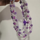 Kpop Y2k Purple Smiley Heart Choker Necklace