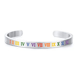 LGBT Rainbow Roman Numeral Steel Charm Bracelet