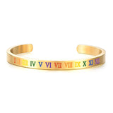 LGBT Rainbow Roman Numeral Steel Charm Bracelet