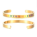 LGBT Rainbow Roman Numeral Steel Charm Bracelet