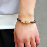 Double Skull Leather Man Bracelet Steampunk Jewelry