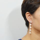 Freshwater Pearl Long Earrings 925 Sterling Silver Zirconia Women's Earrings