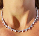 Heart CZ Tennis Choker Necklace for Girlfriend
