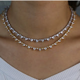 Heart CZ Tennis Choker Necklace for Girlfriend