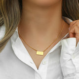Square Pendant Necklace 18K Plated Women Jewelry