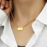Square Pendant Necklace 18K Plated Women Jewelry