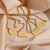 Square Pendant Necklace 18K Plated Women Jewelry