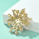 Pearl Snowflake Brooch Zircon Pins Suit Accessory Women's Corsage