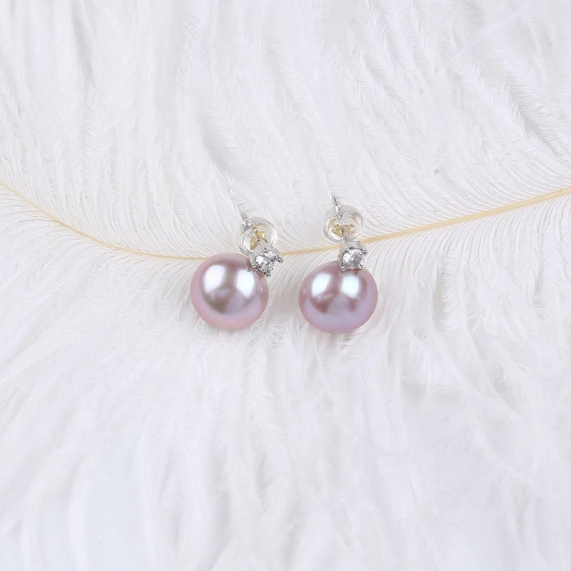 Pink Purple Mabe Pearl Earring For Women