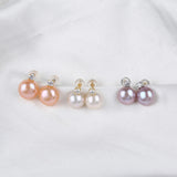 Pink Purple Mabe Pearl Earring For Women