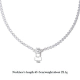 45+5cm High Carbon Diamond Chain Necklace for Women Wedding Party Jewelry