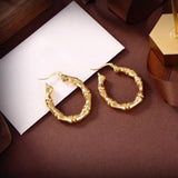 Golden Bamboo Hoop Earrings High Fancy Dangle Party