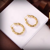 Golden Bamboo Hoop Earrings High Fancy Dangle Party