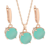 585 Rose Jewelry Sets For Women 12mm Round Earrings And Pendant Set Jewelry