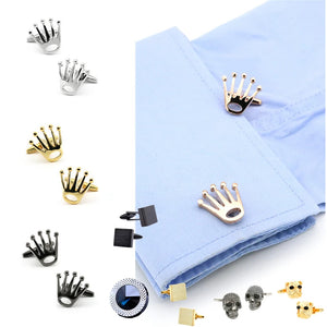 Brass Crown Cufflinks 4 Colors Wedding Daily Bar Nightclub Men Cuffs Sleeve