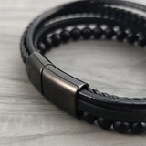 Stainless Steel Men's Natural Stone Bracelet High Magnet Clasp