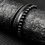 Stainless Steel Men's Natural Stone Bracelet High Magnet Clasp