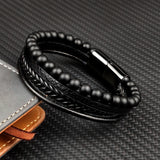 Stainless Steel Men's Natural Stone Bracelet High Magnet Clasp