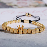 Men's Crown Skull Copper Beads Bracelet Set
