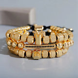 Men's Crown Skull Copper Beads Bracelet Set