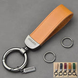 Leather Lanyard Keychain Square Pattern Gunmetal Buckle Car Key