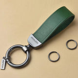 Leather Lanyard Keychain Square Pattern Gunmetal Buckle Car Key