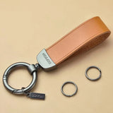 Leather Lanyard Keychain Square Pattern Gunmetal Buckle Car Key