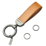 Leather Lanyard Keychain Square Pattern Gunmetal Buckle Car Key