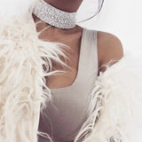 Glitter Rhinestone Collar Wide Neck Chain Jewelry Accessories