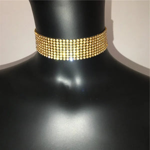 Glitter Rhinestone Collar Wide Neck Chain Jewelry Accessories