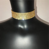 Glitter Rhinestone Collar Wide Neck Chain Jewelry Accessories