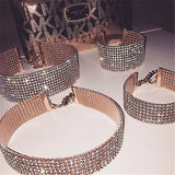 Glitter Rhinestone Collar Wide Neck Chain Jewelry Accessories
