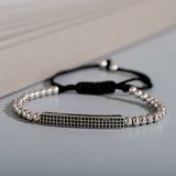 Long Strip Beads Bracelet Men Classic CZ Adjustable Bracelet Jewelry