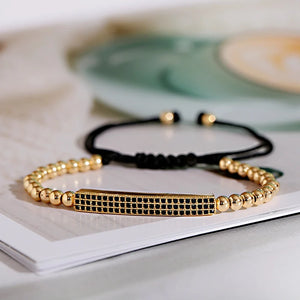 Long Strip Beads Bracelet Men Classic CZ Adjustable Bracelet Jewelry
