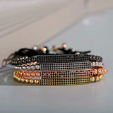 Long Strip Beads Bracelet Men Classic CZ Adjustable Bracelet Jewelry