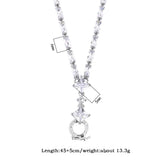 High Carbon Diamond 45+5cm Chain Necklace Women Wedding Party Jewelry