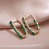 Green Zircon Tassel Earrings Chic Women's Jewelry