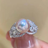 Crystal Butterfly Ring Silver Hollow Wedding Jewelry