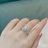 Crystal Butterfly Ring Silver Hollow Wedding Jewelry