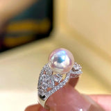 Crystal Butterfly Ring Silver Hollow Wedding Jewelry