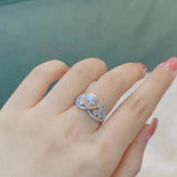 Crystal Butterfly Ring Silver Hollow Wedding Jewelry