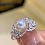 Crystal Butterfly Ring Silver Hollow Wedding Jewelry