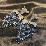 S925 Silver Bee Grape Earrings Colorful Zircon Dangle Long Earrings